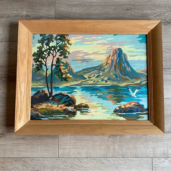 Vintage 1957 Ireland Paint by number paintings signed mountain scene wilderness - Picture 4 of 11